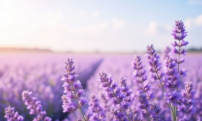 Canvas Print - Lavender field in soft evening light