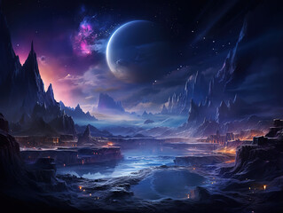Wall Mural - Generous Spiral galaxy, interstellar scenery, galaxies, planets, space, futuristic world