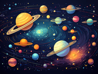Wall Mural - Amazing Planets clipart background