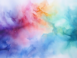 Wall Mural - Awesome Rainbow coloured hand painted watercolour background