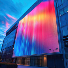 Aufkleber - A sleek, modern LED display sign with vibrant colors, perfect for urban facades.