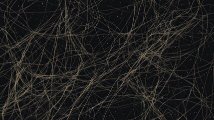 Abstract background with tangled lines and subtle golden dots on dark backdrop.
