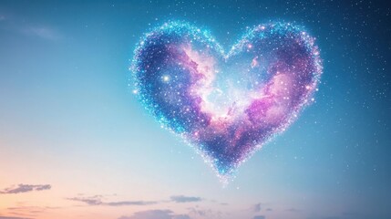 Wall Mural - heart-shaped galaxy glowing in the night sky for valentine's day