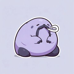 Canvas Print - Adorable Purple Walrus Illustration