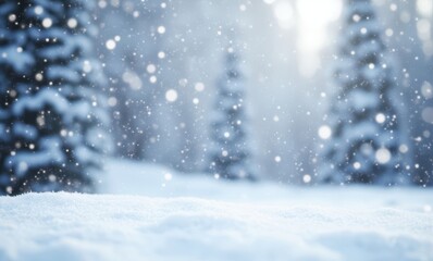 Sticker - Snowy landscape with falling snowflakes