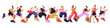 © Sensvector - Sportive people running, isolated men and women jogging and participating in marathon. Vector in flat style, healthy lifestyle, keeping fit and exercising in groups. Training and working out