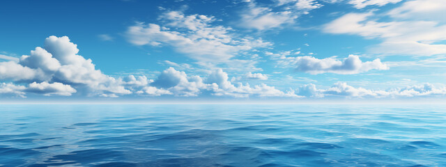 Wall Mural - sky over calm sea. blue sea and sunny sky on horizon over calm water