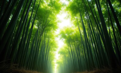 Wall Mural - Lush green bamboo forest pathway