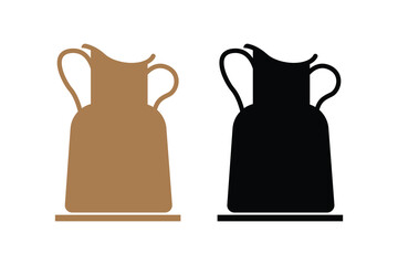 Jug silhouettes with white background and color art