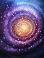 Wall Mural - a vibrant depiction of a swirling galaxy, showcasing a mix of purple and golden hues with sparkling 