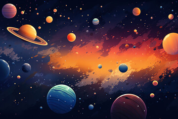 Wall Mural - Incredible Galaxy planets digital art