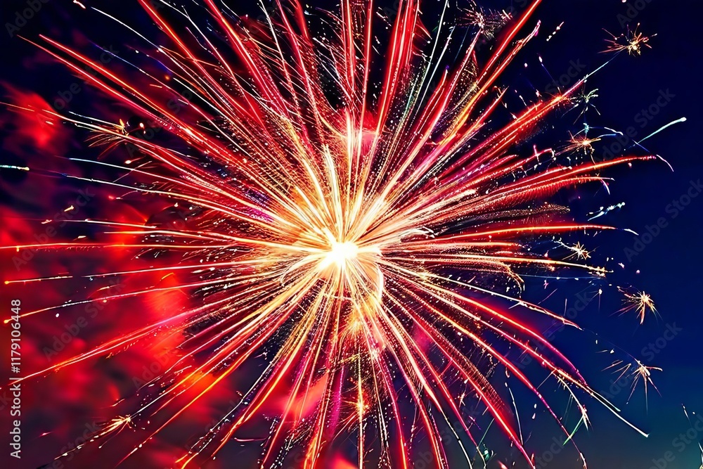 glittering fireworks descending from a fireworks explosion a dra Stock ...