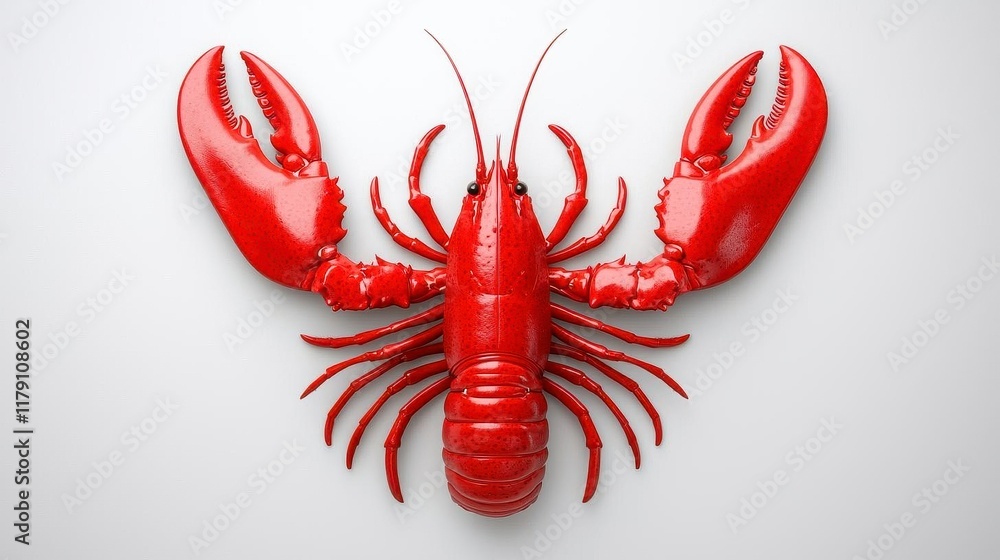 A photostock of a lobster with intricate details and vibrant red shell ...