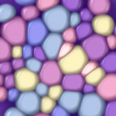 Fototapete - Digital illustration of abstract organic shapes in pastel colors including shades of purple, pink, blue and yellow. 3d rendering