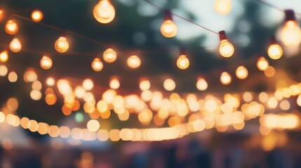 Wall Mural - abstract cream background with blurry festival lights and outdoor celebration bokeh