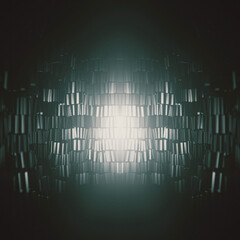 Fototapete - Digital illustration of a symmetrical undulating surface of dark rectangles. Magical harmonious interplay of abstract shapes and intertwining intricate patterns. 3d rendering
