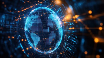 Global network connection, digital earth, futuristic technology. (1)