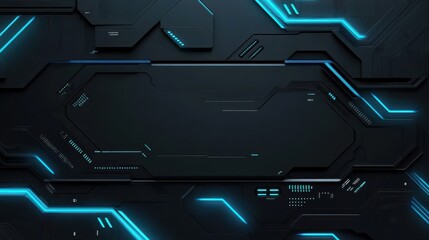 Wall Mural - Futuristic technological black and blue minimalist abstract texture banner background.