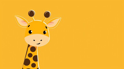 Canvas Print - A cartoon giraffe peeking around a yellow corner.