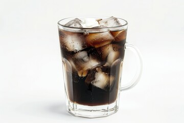 Wall Mural - High Quality Image of a Glass of Iced Black Coffee with Sugar and Cream