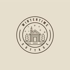 Wall Mural - emblem cabin logo line art vector simple minimalist illustration template icon graphic design. cotta
