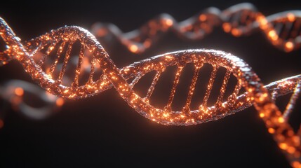 Poster - Glowing DNA Helix Structure in Dark Background for Scientific Concepts