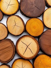 Wall Mural - a photostock of neatly stacked firewood logs, arranged dynamically and isolated on a clean white bac