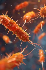 Poster - Close-Up View of Colorful Bacteria Under a Microscope Lens