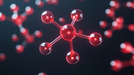 Aufkleber - Red Molecular Structure on Dark Background for Scientific Illustration