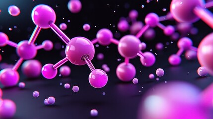 Aufkleber - Abstract Molecular Structure with Colorful Spheres in Dark Background