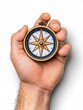 © niramol - A photostock of a hand with a compass on a white background, symbolizing direction, exploration, and travel concepts. High Quality