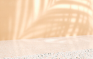 Aufkleber - Beauty podium backdrop for product display with natural light beam and shadow. 3d rendering.