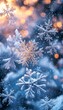 © Ilja - Festive Winter Wonderland Snowflakes And Bokeh Lights On A Frosty Window, Magical Background.