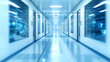 © Siasart - Futuristic Corridor with Digital Displays Illuminates a Modern Data Center Facility with Blue Lights