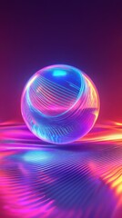 Wall Mural - dynamic glowing sphere surrounded by vibrant neon patterns, futuristic depiction, isolated with a cl