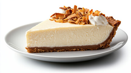 Wall Mural - Creamy coconut cream pie slice with toasted coconut topping and crust