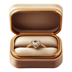 Engagement ring in elegant box jewelry showcase luxury store romantic atmosphere close-up view