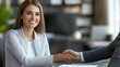 © Siasart - Businesswoman Shakes Hands with Business Partner Successfully in Office Meeting Room.