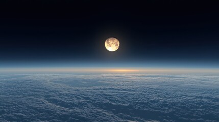 Wall Mural - Majestic Lunar View Above Earth's Atmosphere