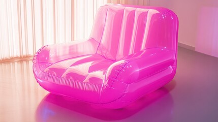 Wall Mural - Pink inflatable armchair in a bright room.