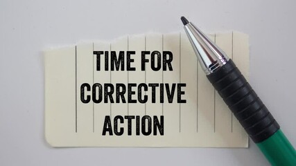 Leinwandbilder - Time for corrective action message writing on ripped torn paper piece on white background