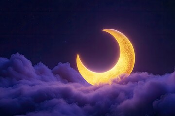 Wall Mural - white cloudy moon yellow zzzz blue violet purple background wallpaper copy space symbol sign decoration world sleep day night lifestyle march dream time happy insomnia awareness health.3d render 