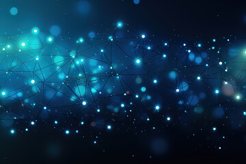 Wall Mural - Superb Abstract connected dots on bright blue background. Technology concept
