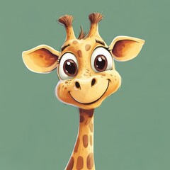 Wall Mural - Adorable Cartoon Giraffe Smiling Sweetly