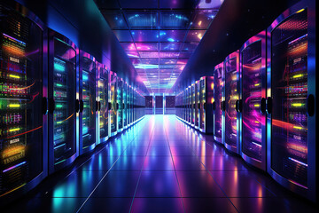 Exceptional Futuristic technology background server database room