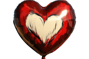 Wall Mural - red heart-shaped balloon, valentine's day, on white background, PNG, transparent, isolated, on transparent background, no background	