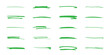 © Ann - Green marker lines for underlining and highlight. Brush ink, pen, pencil stroke vector collection isolated on white background