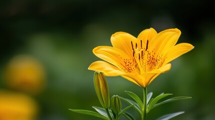 Canvas Print - Vibrant yellow lily in full bloom against a soft background