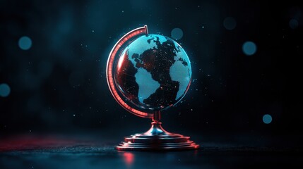 Wall Mural - Futuristic illuminated globe with a digital design