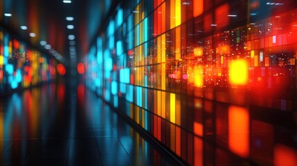 Wall Mural - abstract cityscape at night: vibrant colors and dynamic architecture. futuristic urban design with i